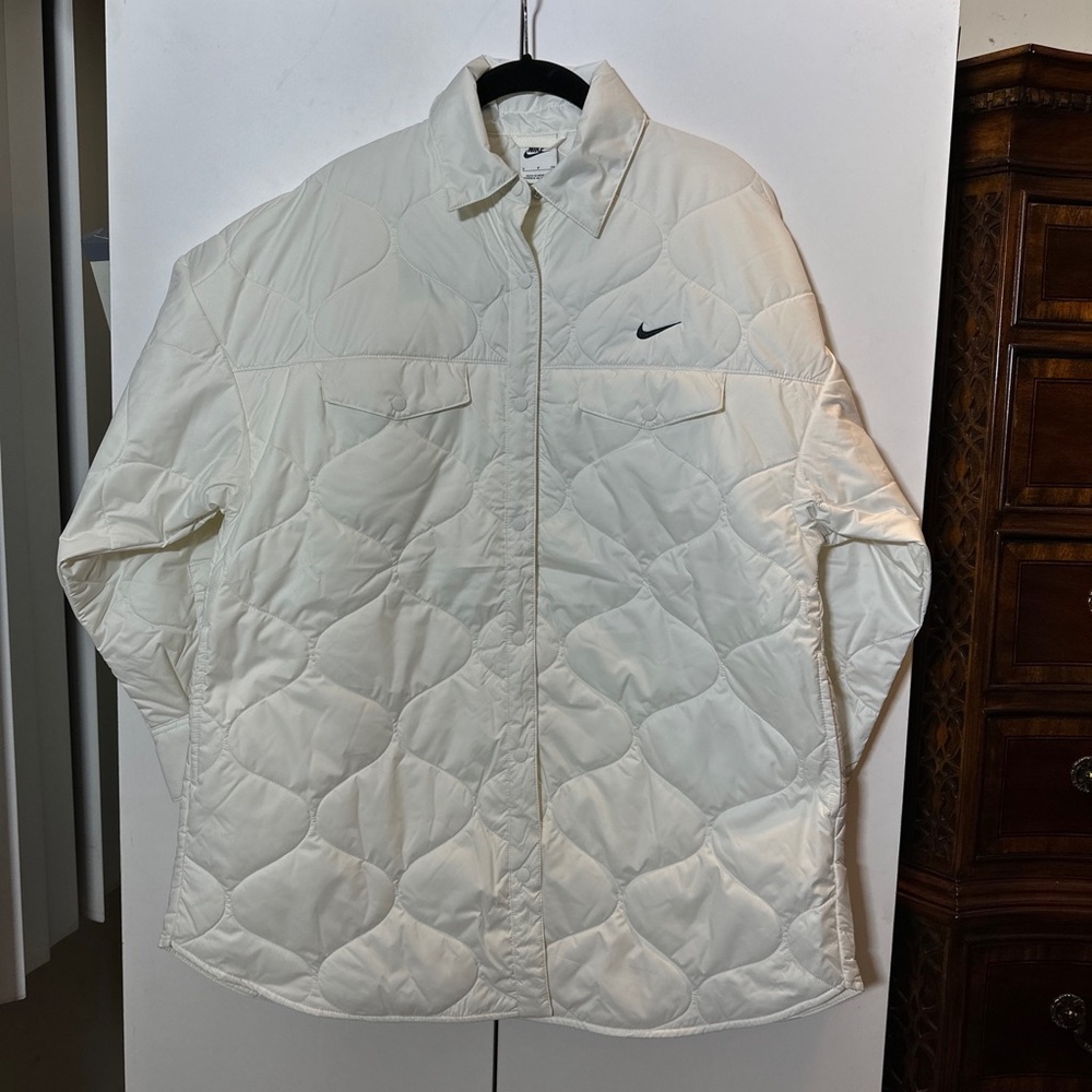 Nike Sportswear Essential Quilted Trench Jacket Womens White NWT - Picture 2 of 3